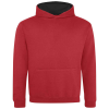 a red sweatshirt with a black lining