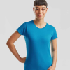 a woman in a blue shirt