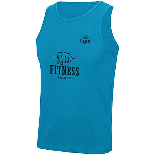Additional Image 1 - a blue tank top with black text