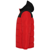 a red and black sleeping bag