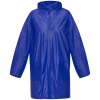 a blue rain coat with a white background