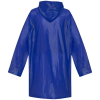 a blue raincoat with a hood