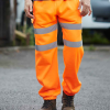 a person wearing orange pants