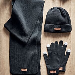 Additional Image 5 - a black scarf and hat and gloves
