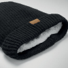 Additional Thumbnail Image 2 - a black knit hat with a brown patch
