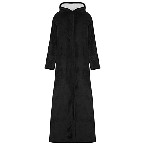 Additional Image 1 - a long black coat with a hood