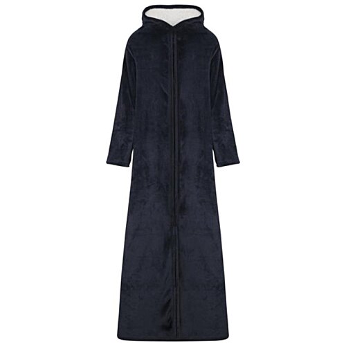 Additional Image 3 - a long black coat with a hood