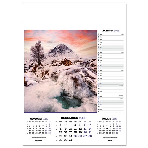 Additional Image 1 - a calendar page with a picture of a snowy landscape