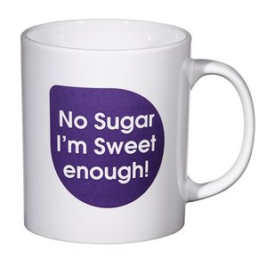 Additional Image 3 - a white mug with purple and white text