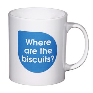 Additional Image 5 - a white mug with blue and white text