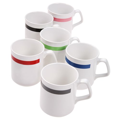 Additional Image 6 - a group of white mugs with different colored stripes