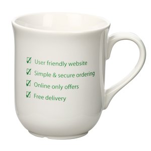 Additional Image 3 - a white mug with green writing on it