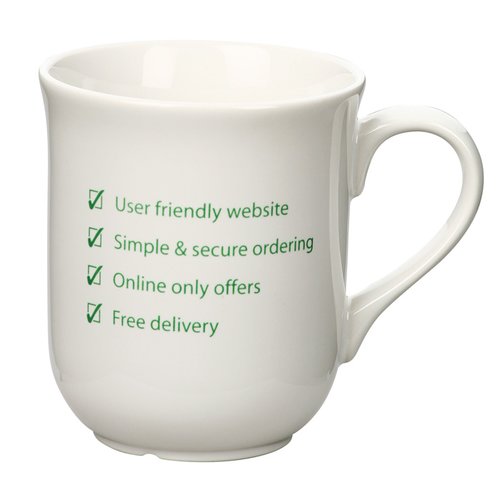 Additional Image 3 - a white mug with green writing on it