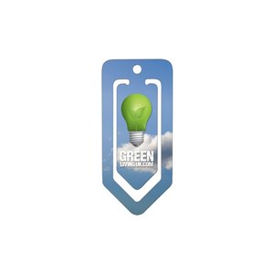 Additional Image 1 - a blue and white tag with a green apple