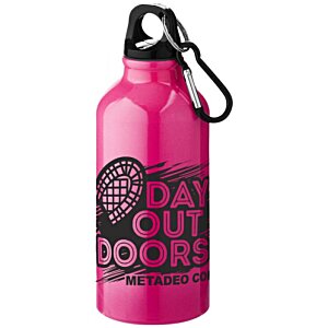 Additional Image 4 - a pink water bottle with a black strap