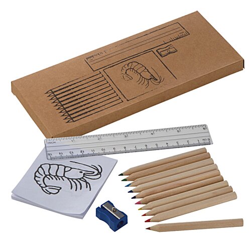 Additional Image 3 - a brown box with pencils and ruler