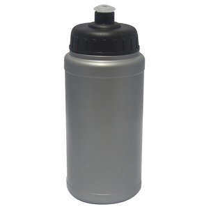 Additional Image 4 - a silver water bottle with a black lid