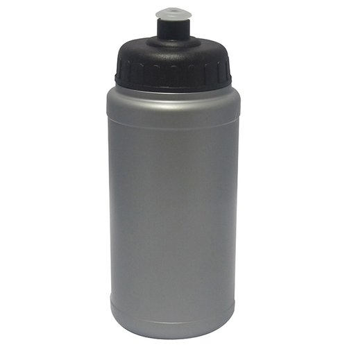 Additional Image 4 - a silver water bottle with a black lid