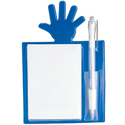 Additional Image 2 - a blue pen holder with a white sheet of paper and a hand shape