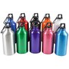 a group of colorful water bottles