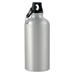 Additional Image 3 - a silver water bottle with a black lid
