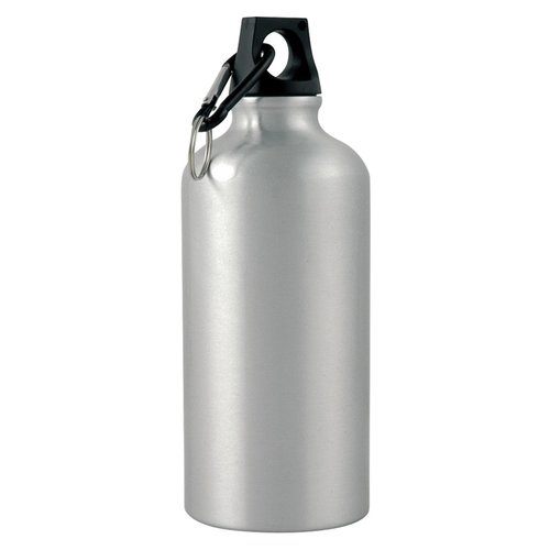 Additional Image 2 - a silver water bottle with a black lid