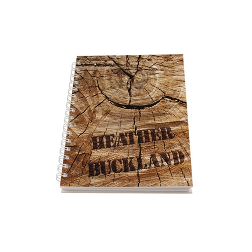 Additional Image 1 - a wooden notebook with a spiral bound