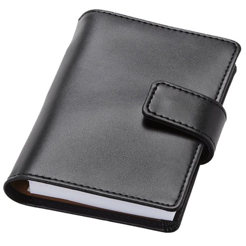 Additional Image 2 - a black leather notebook with a strap