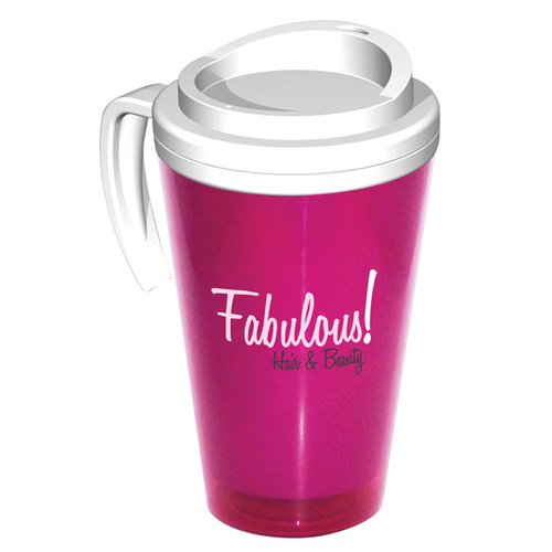 Additional Image 3 - a pink plastic cup with a white lid