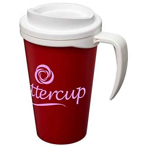Additional Image 1 - a red coffee mug with white lid