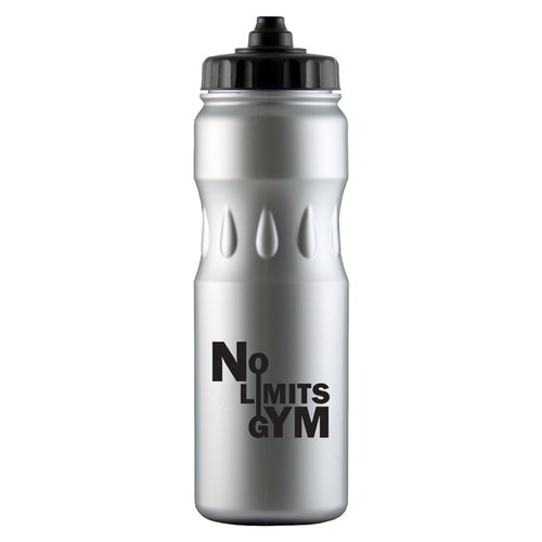 Additional Image 4 - a silver water bottle with black lid