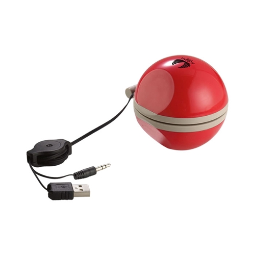 Additional Image 2 - a red and white ball with a black cord