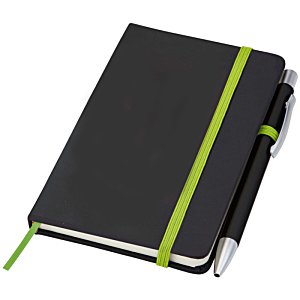 Additional Image 3 - a black notebook with a green band