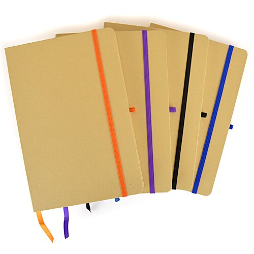 Additional Image 2 - a group of brown notebooks with colored strips