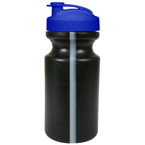 Additional Image 2 - a black water bottle with a blue lid