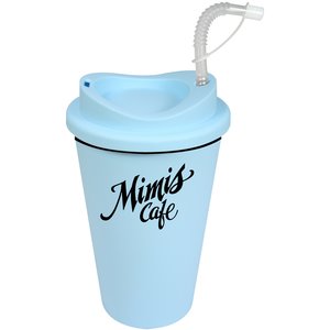 Additional Image 4 - a blue coffee cup with a straw