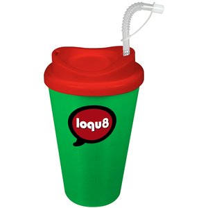 Additional Image 8 - a green cup with a red lid and straw