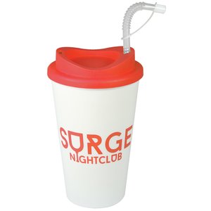 Additional Image 11 - a white and red coffee cup with a straw