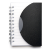 a notebook with a black cover