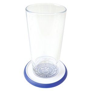 Additional Image 1 - a clear glass on a blue and white coaster