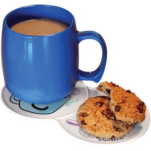 Additional Image 1 - a blue mug with a drink next to a plate of cookies