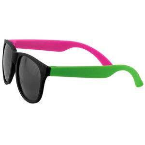 Additional Image 3 - a pair of sunglasses with green and pink lenses