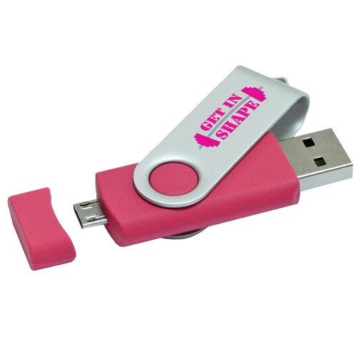Additional Image 3 - a pink and white usb flash drive