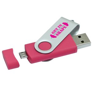 Additional Image 3 - a pink and white usb flash drive