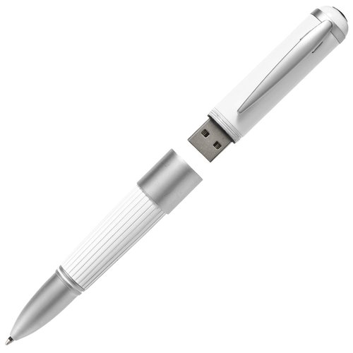 Additional Image 3 - a white pen with silver caps