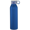 a blue water bottle with a white cap