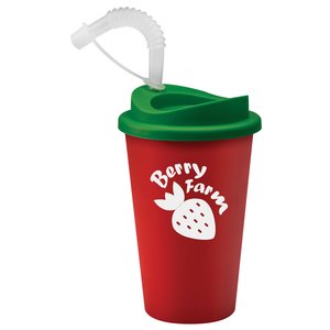 Additional Image 3 - a red and green cup with a straw