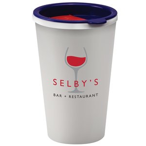 Additional Image 3 - a white cup with a blue lid