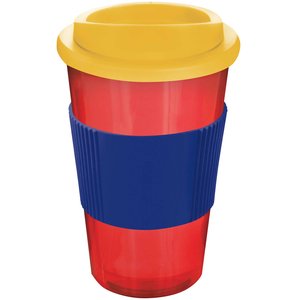 Additional Image 1 - a red and blue cup with a yellow lid