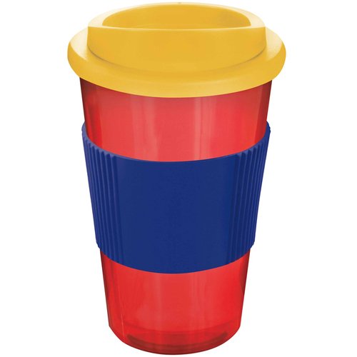Additional Image 1 - a red and blue cup with a yellow lid